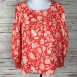 Universal Thread Top Blouse Floral Bohemian Long Sleeve Cotton Women’s Sz Large